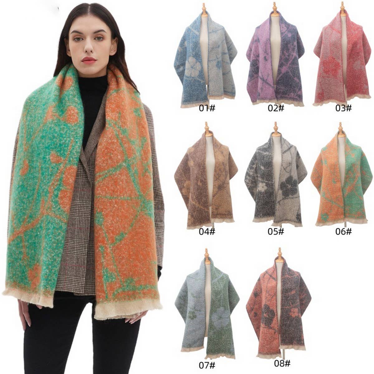Women's Floral Jacquard Shawl Scarf