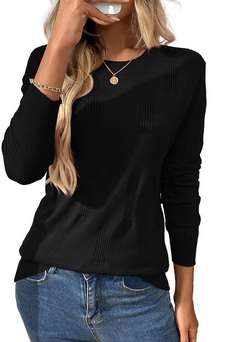 CWOSWL07157_SOLID CREWNECK PULLOVER LONG SLEEVE KNIT
