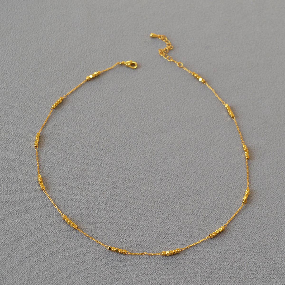 HANDMADE SHINY BEVEL SQUARE BEAD NECKLACE