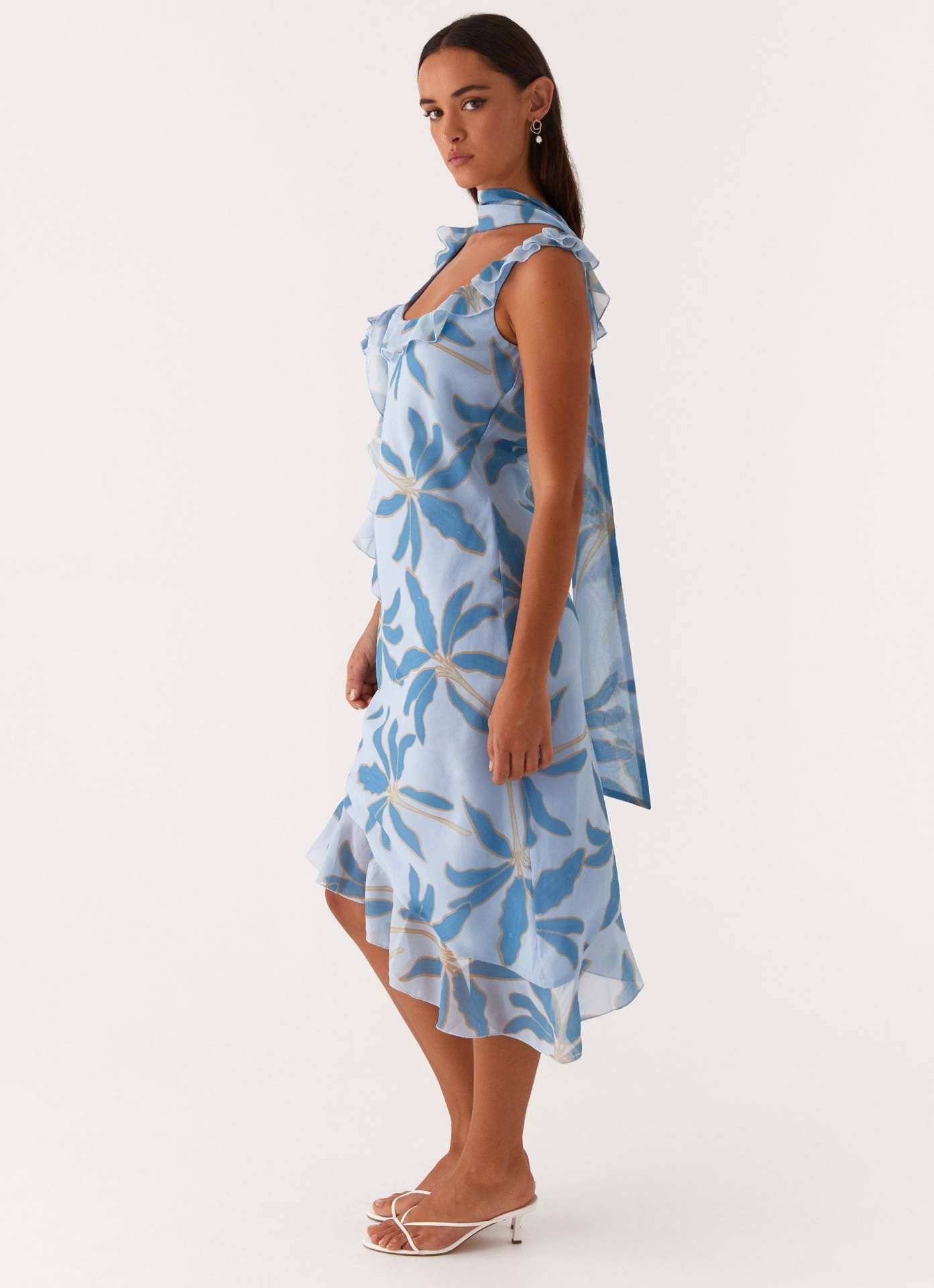 Fitted neck Sexy patchwork chiffon halter dress