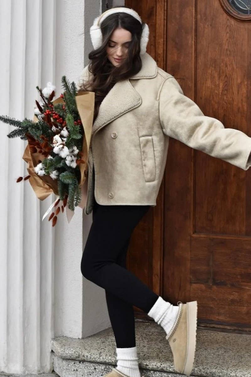 CWOCO1064_SOLID COLOR LOOSE LAMB WOOL LAPEL COAT