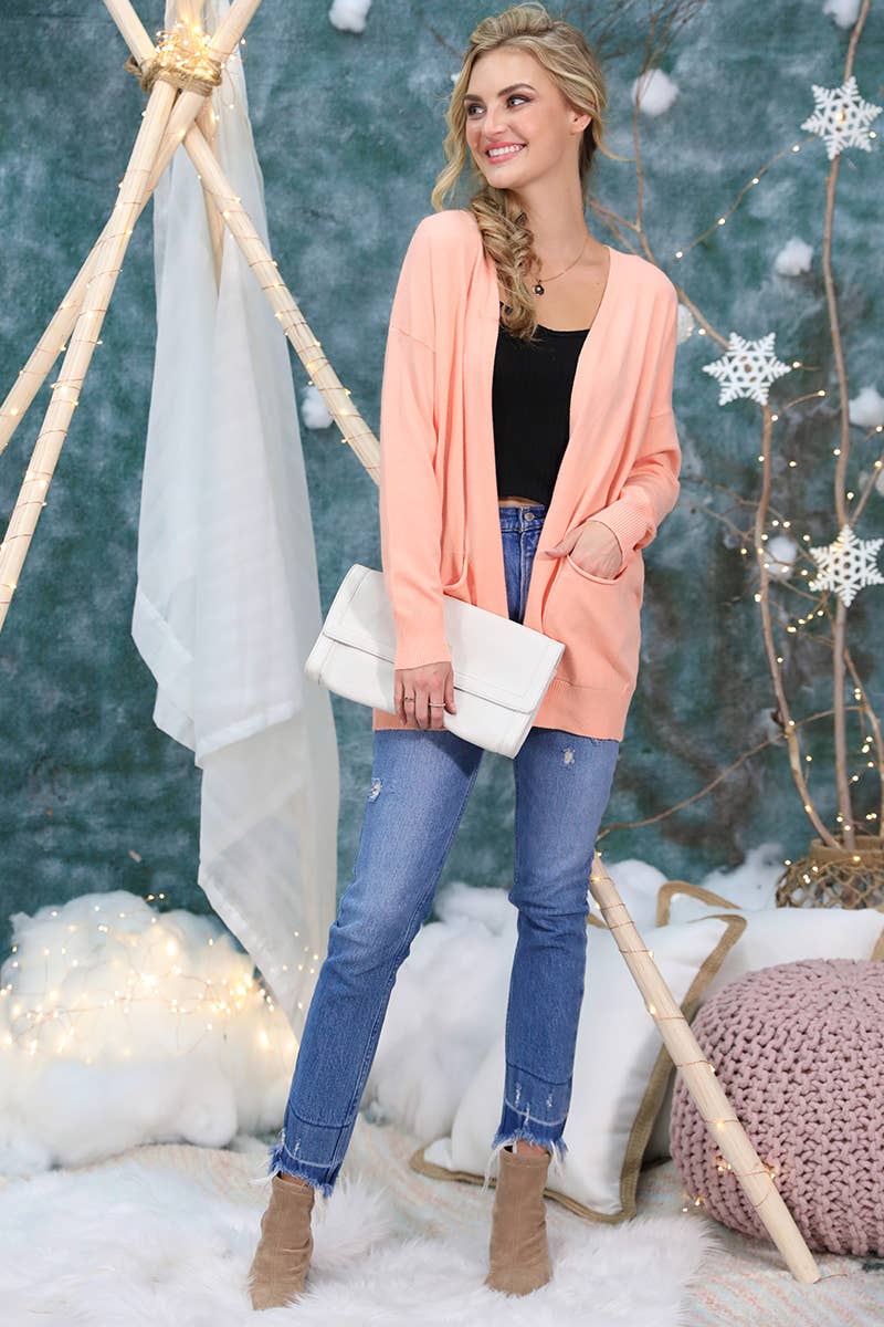 CWOSWL1827_LOOSE FIT WITH POCKET SWEATER CARDIGAN