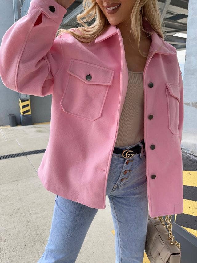 FASHIONABLE SOLID SINGLE-BREASTED WOOL COAT