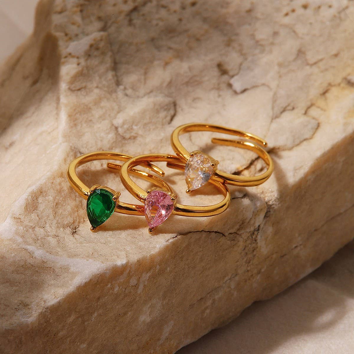 FRENCH FASHIONABLE DROP SHAPE ADJUSTABLE RING