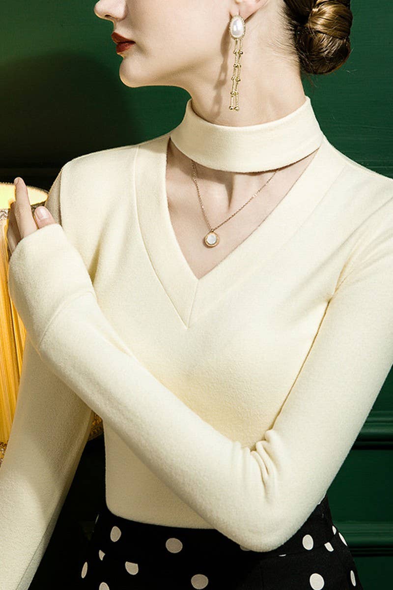 CWTBLL2576_SOLID COLOR HALTER NECK BOTTOMING SHIRT