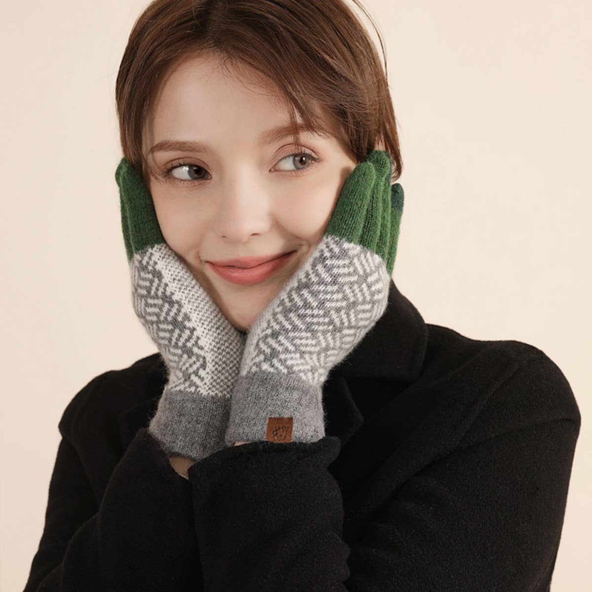 WOMEN'S JACQUARD TOUCH SCREEN FINGERLESS GLOVES_CWAG0416