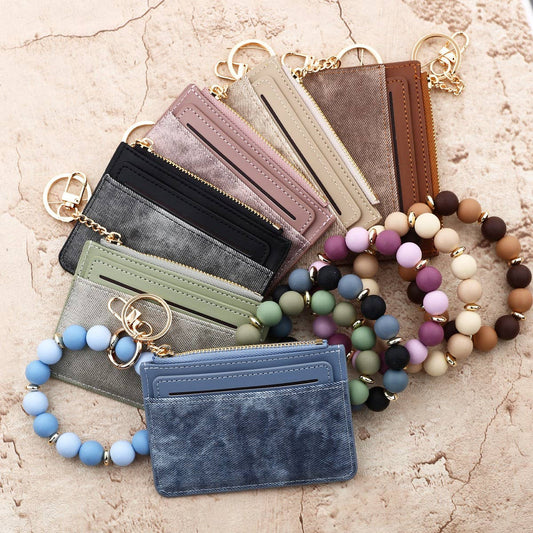Silicone Bead Keychain Wallet ID Card Holder_CUAB00450
