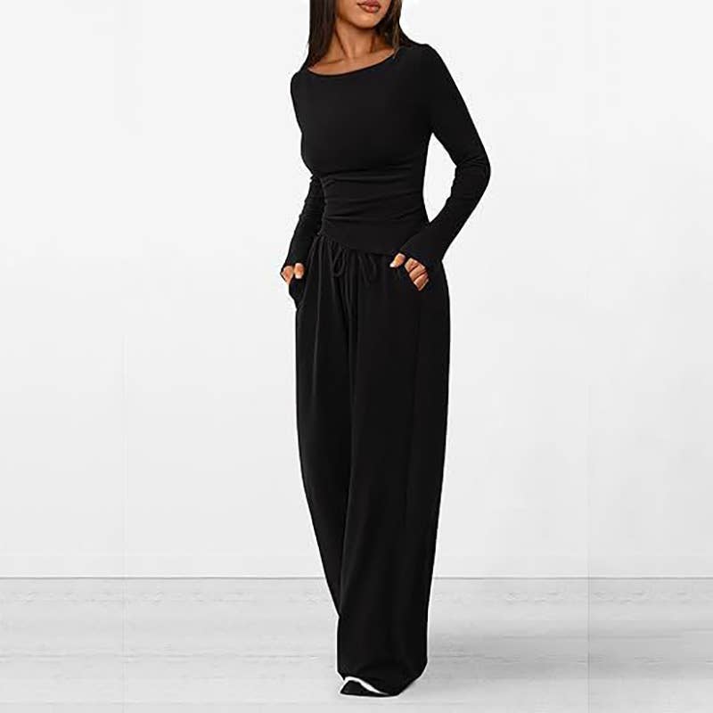 ASYMMETRICAL JACKET AND TROUSERS TWO-PIECE SET