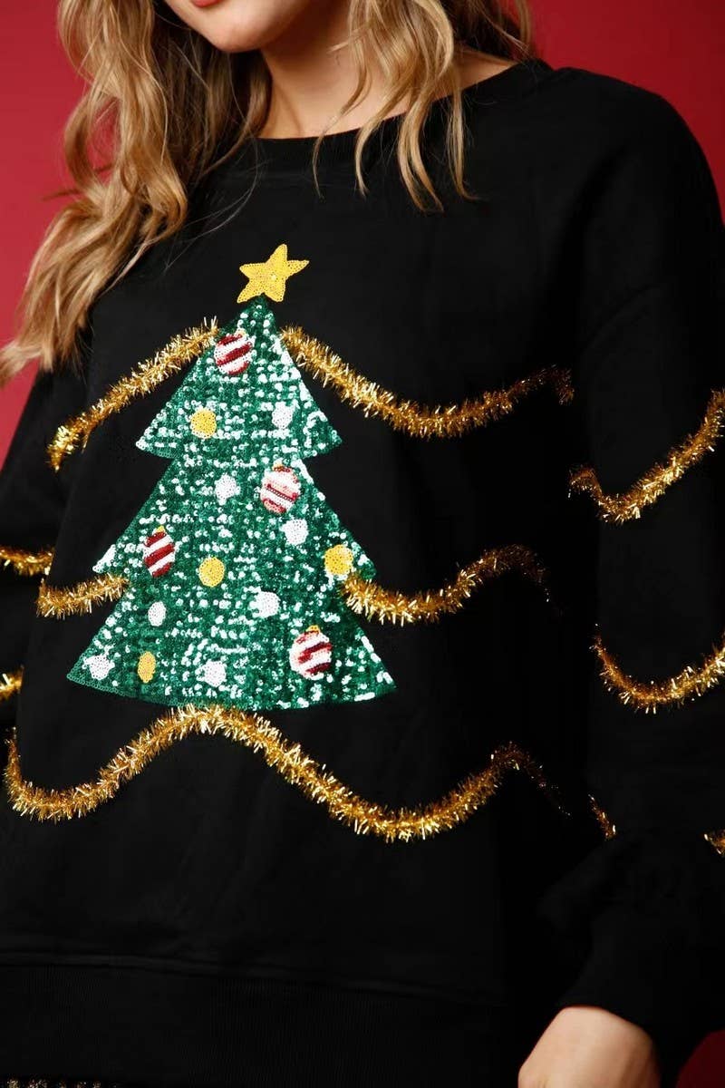 CWTBLL01237_SEQUIN CHRISTMAS TREE LONG SLEEVE SWEATSHIRT