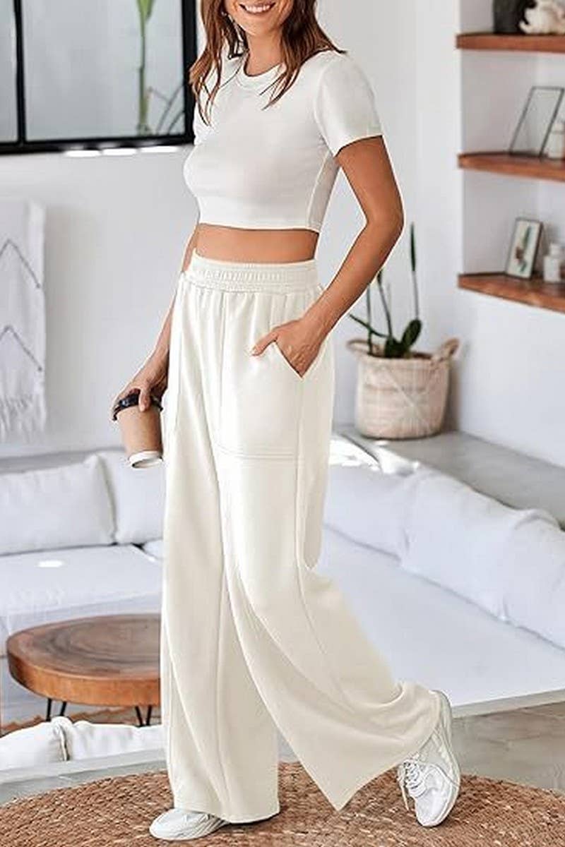 CWBLP1858_CASUAL HIGH WAIST LOOSE CASUAL WIDE LEG TROUSERS