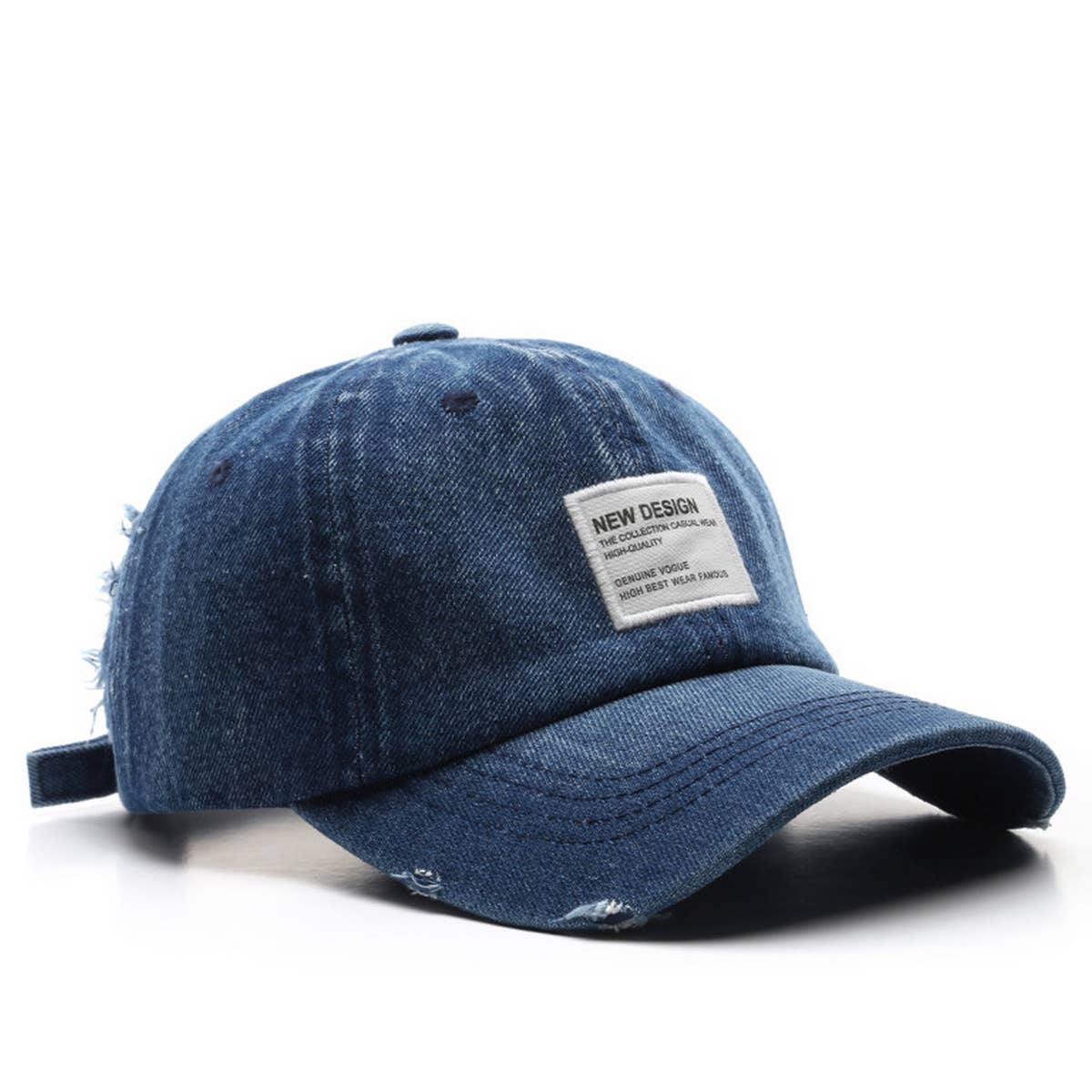 CWAH3215_FASHION RETRO DISTRESSED PATCH DENIM BASEBALL CAP
