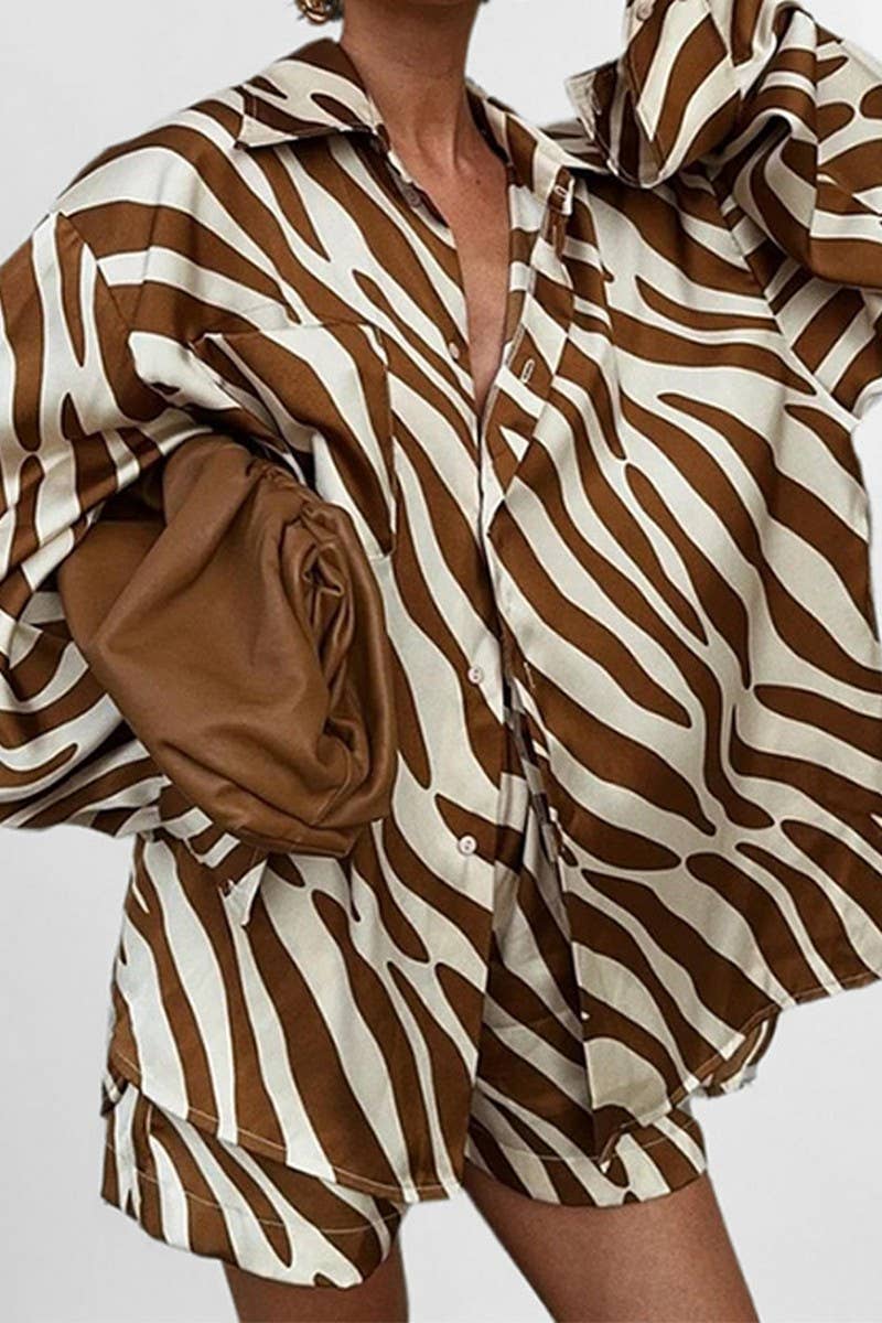 CWSS1250_PRINTED CASUAL SHIRT TWO-PIECE SET