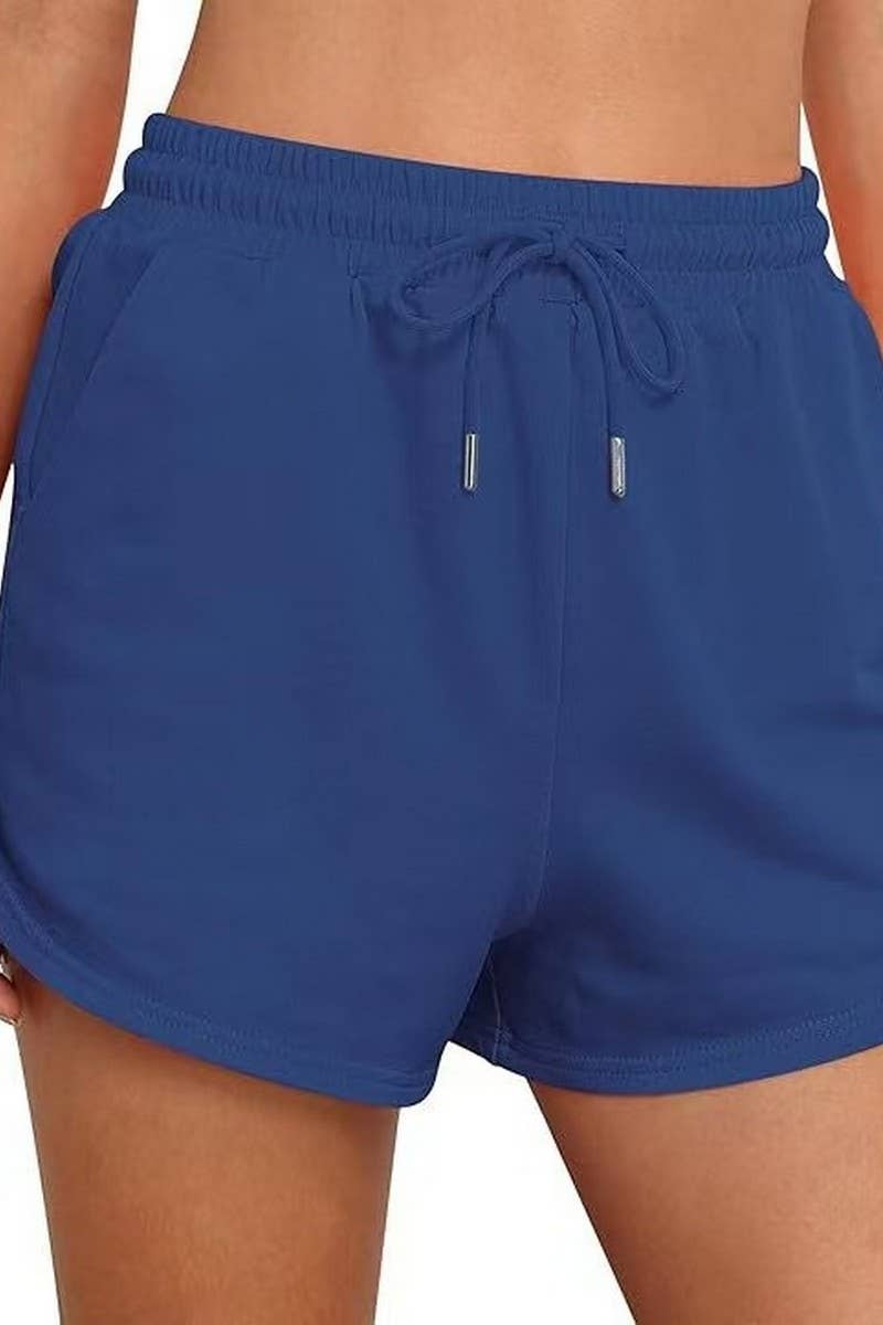 CWBSP0567_SOLID COLOR DRAWSTRING POCKET ATHLETIC SHORTS