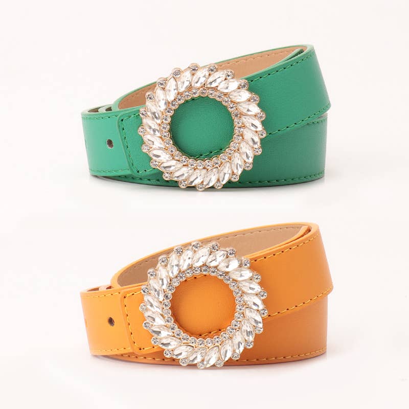 Fashionable round-button rhinestone belt