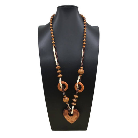 BOHEMIAN VINTAGE WOODEN BEAD NECKLACE_CWMM4566