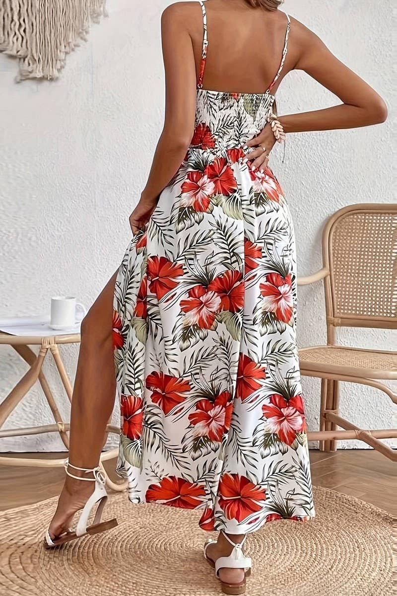 CWDMD2167_CHIFFON PRINTED LACE SUNDRESS LONG DRESS