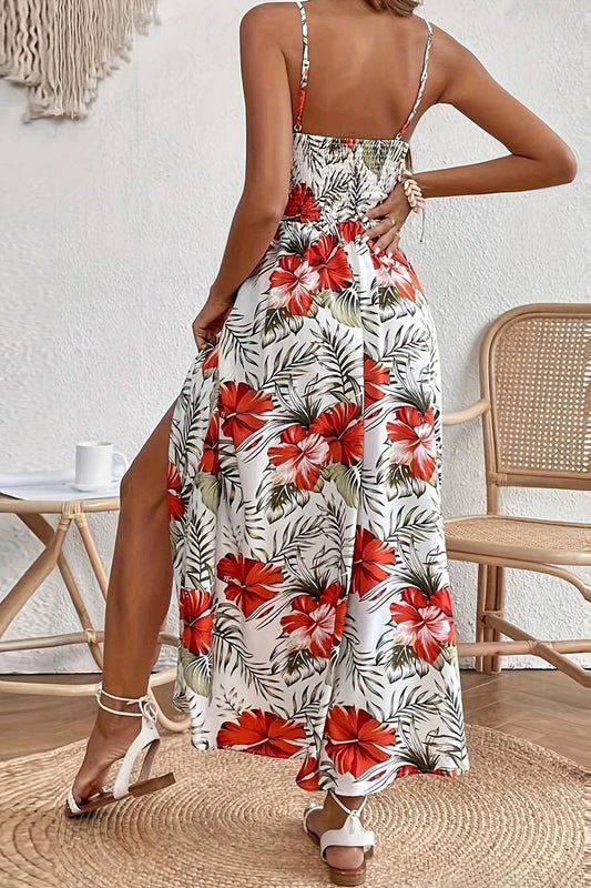 CWDMD2167_CHIFFON PRINTED LACE SUNDRESS LONG DRESS