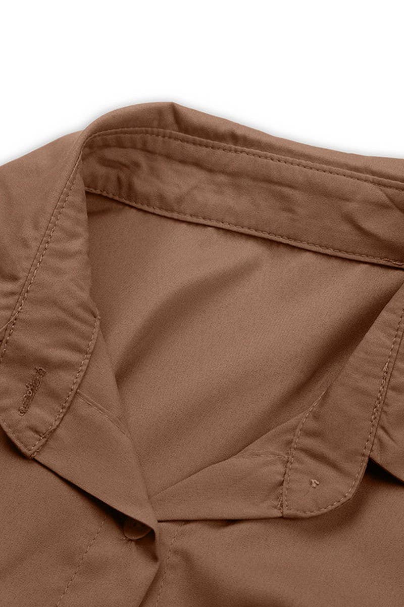 CWTSTL00958_LAPEL DRAWSTRING LONG SLEEVE SOLID SHIRT