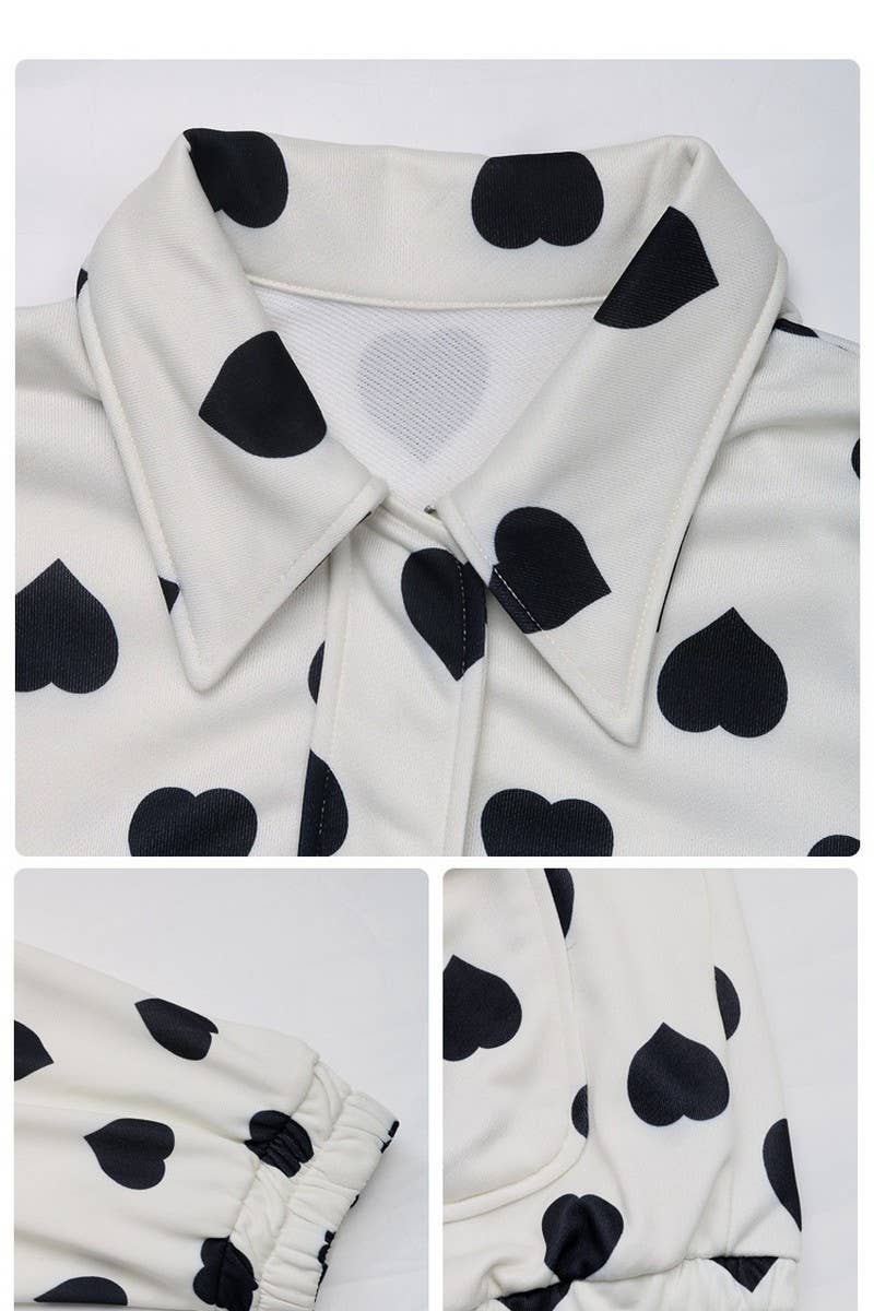CWOJA1755_HEART PRINT COLLAR ZIP-UP JACKET