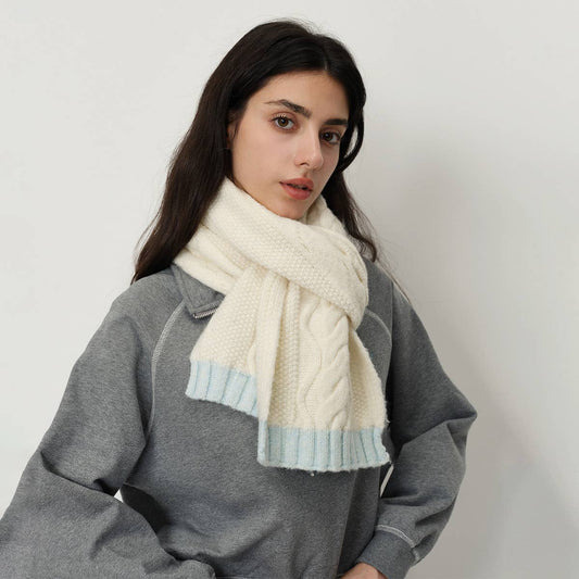 Twist Knit Wool Blend Scarf ? Cozy Two-Tone Wrap
