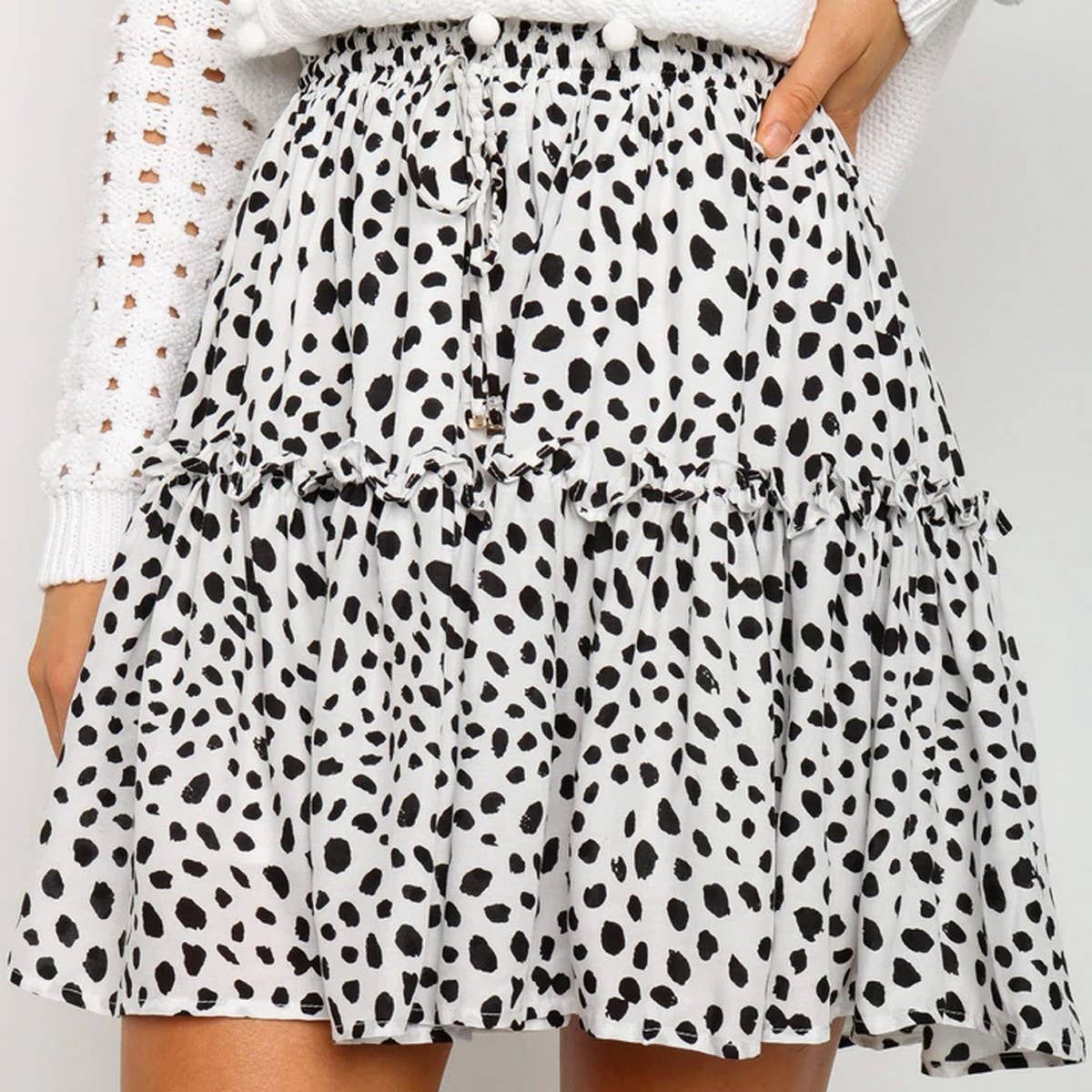 HIGH WAIST PRINTED SKIRT FLORAL SHORT SKIRT_CWAB4795