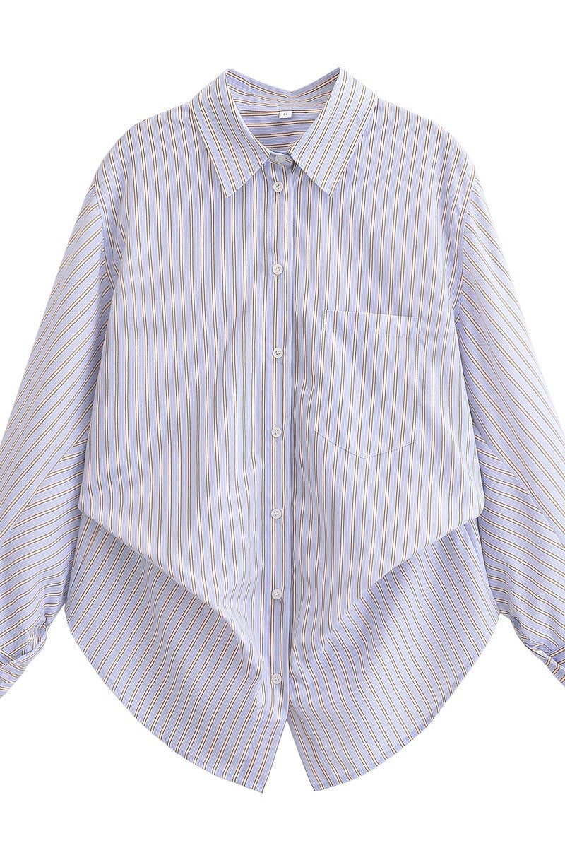 CWSBSL0166_LOOSE CASUAL POPLIN SHIRT + SKIRT PANTS SET