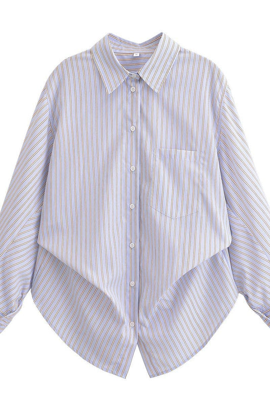 CWSBSL0166_LOOSE CASUAL POPLIN SHIRT + SKIRT PANTS SET