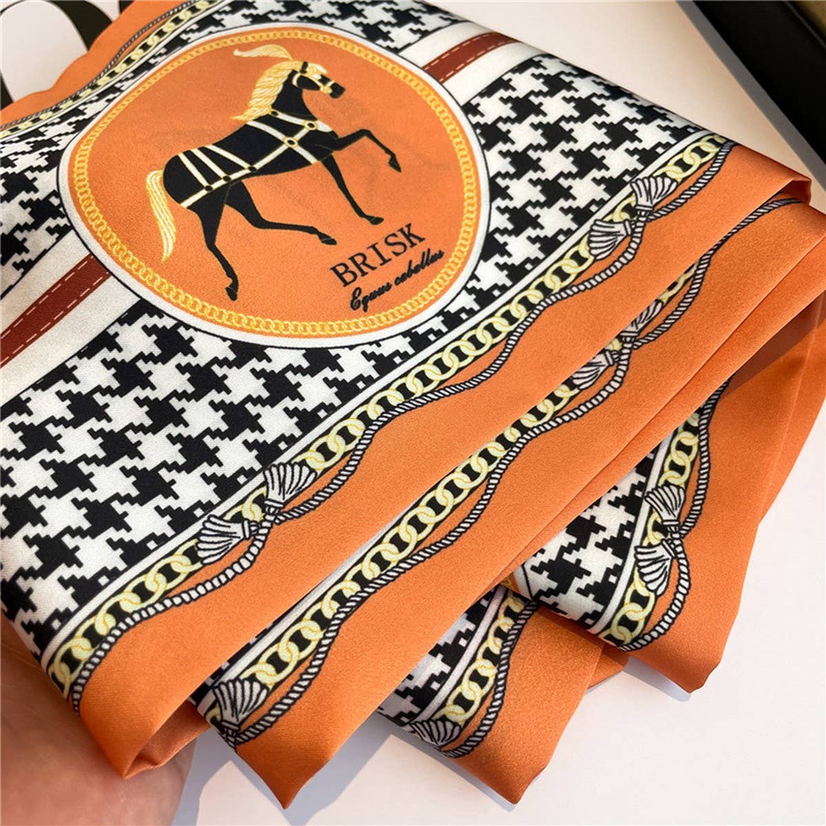 THIN NARROW RIBBON BEVELED SILK HEAD SCARF
