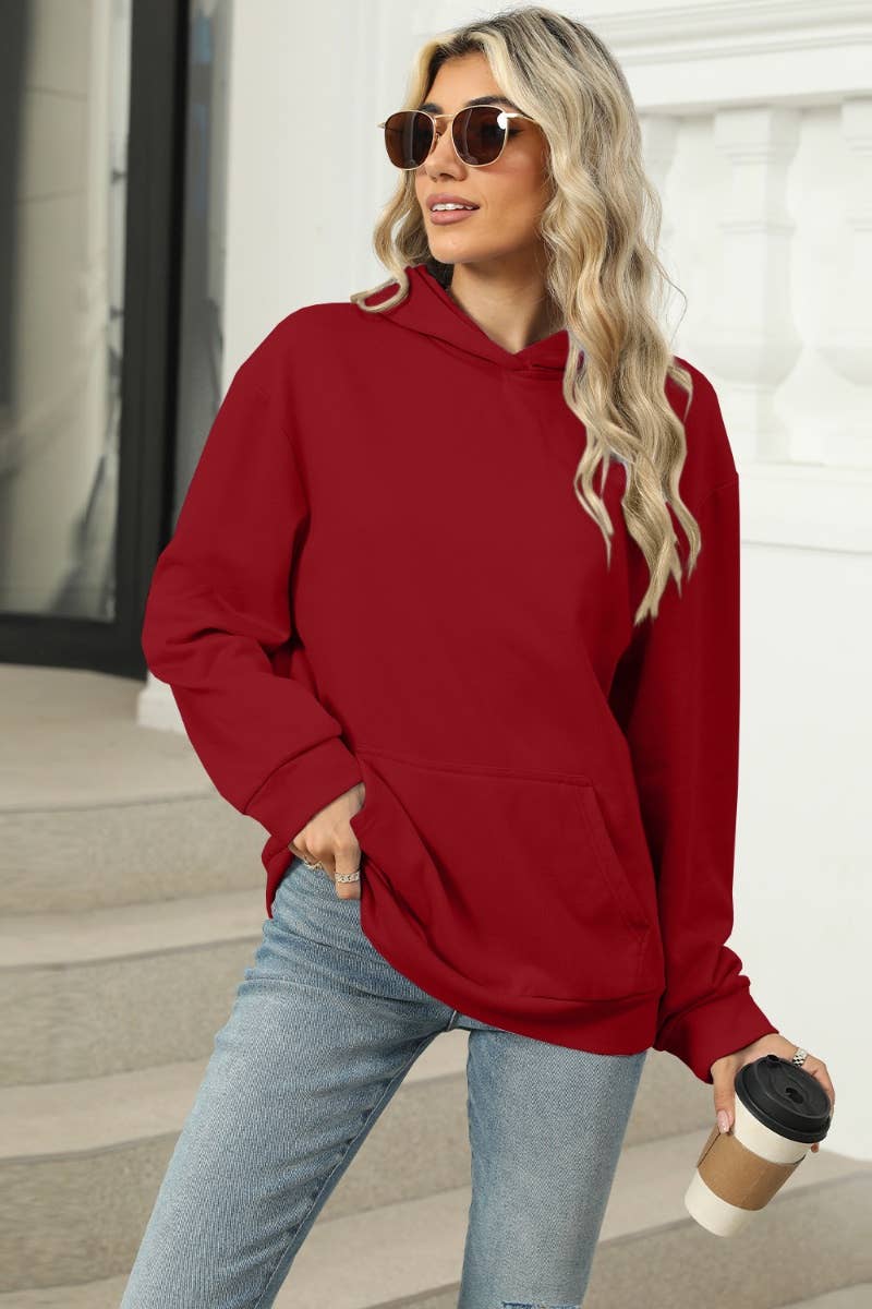 CWOHOL1028_SOLID COLOR HOODED POCKET LONG-SLEEVED HOODIE