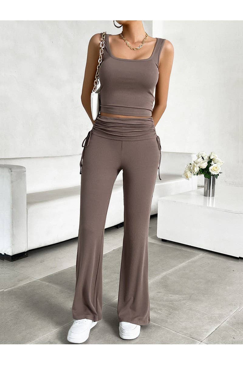 CWSTB0670_SOLID COLOR TANK AND PANTS CASUAL SET