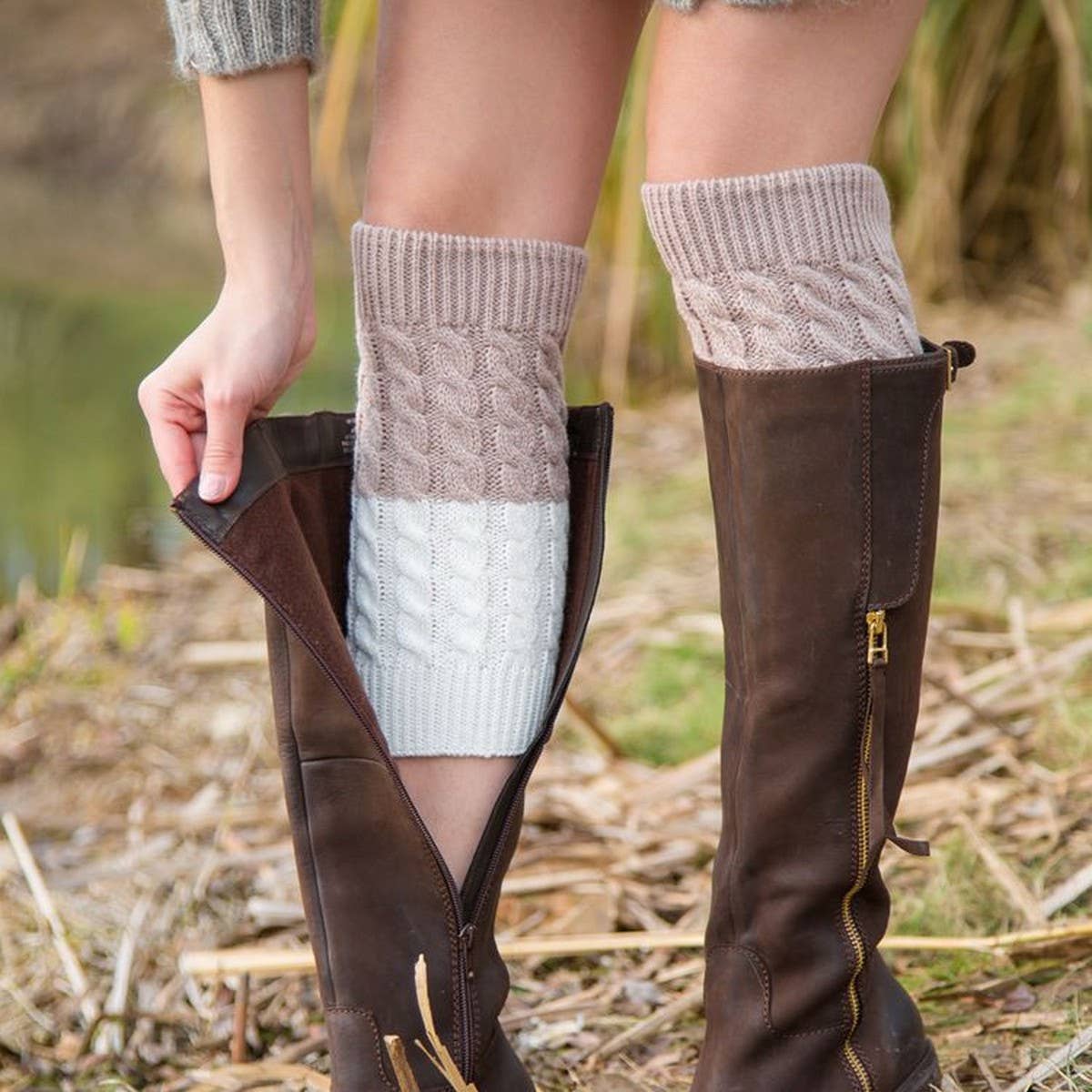 DOUBLE CONTRAST COLOR TWO-COLOR FOOT WARMER SOCKS