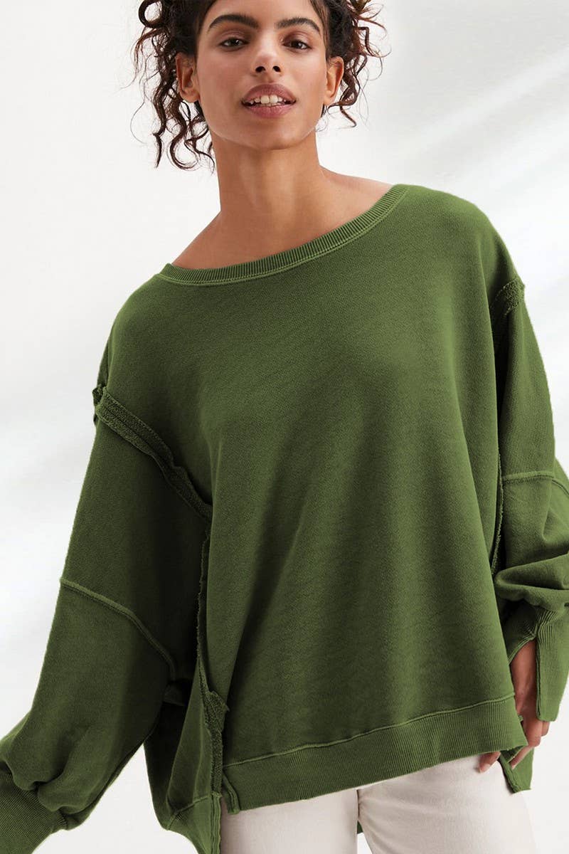 CREWNECK LONGSLEEVED SPORTS LOOSE HOODIE_CWOHOL0512