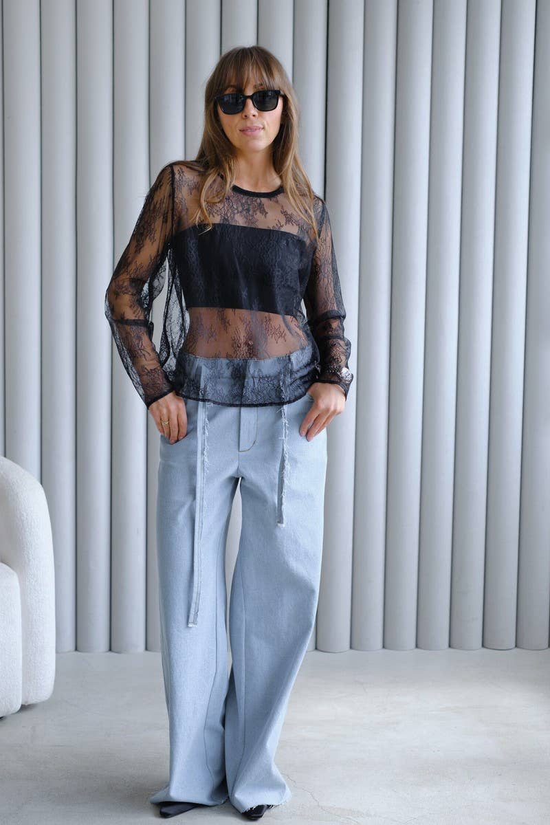 CWTBLL539_LONG-SLEEVED HOLLOW SEE-THROUGH LOOSE LACE T-SHIRT