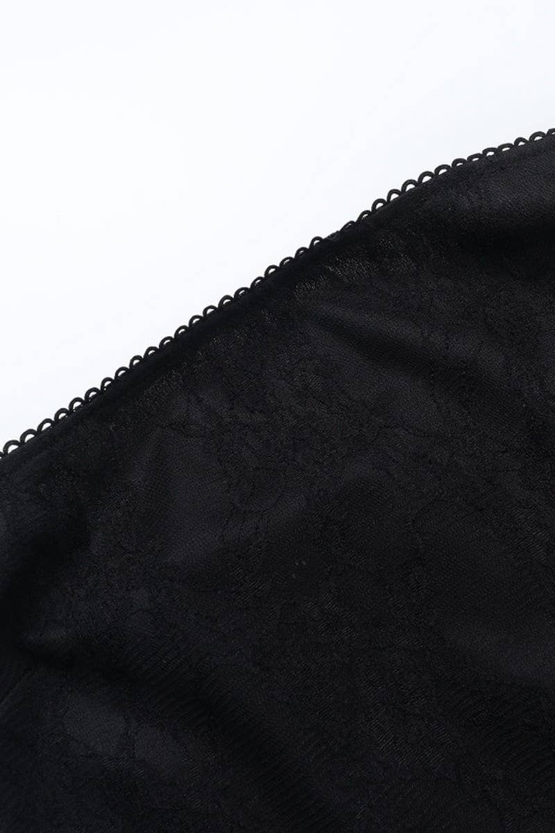 CWDTD0429_STRAPLESS LACE BODYCON SEXY SPLIT DRESS