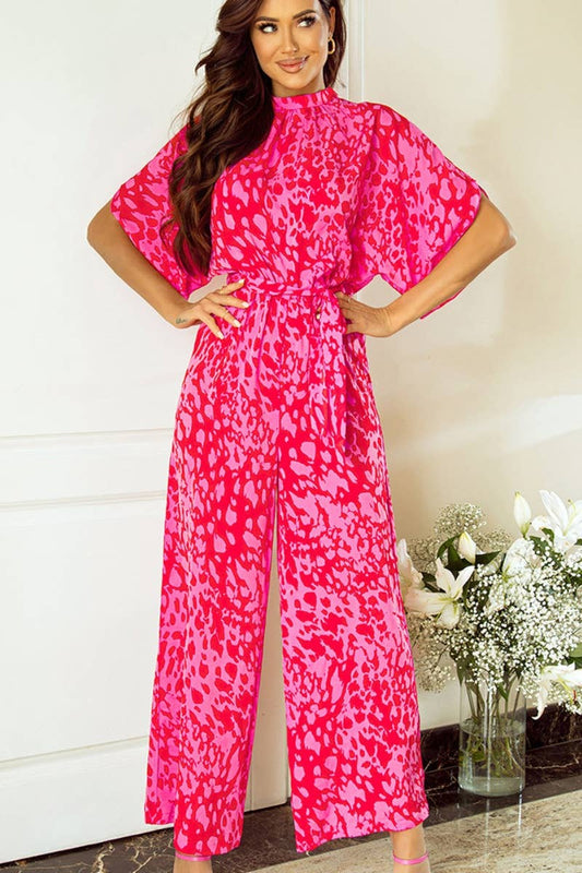 CWSJS1117_LEOPARD PRINT SHORT SLEEVE WIDE-LEG JUMPSUIT