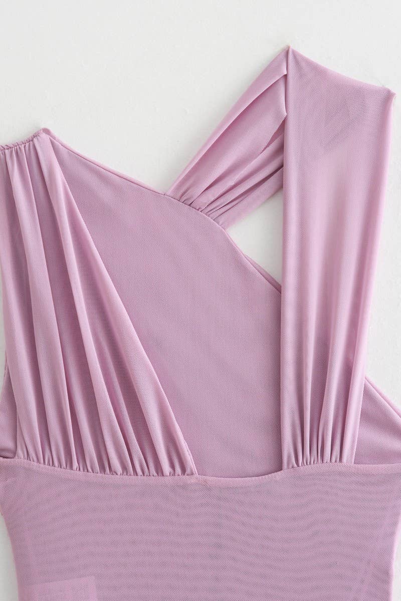 CWSBSSL0150_SUMMER ASYMMETRIC PLEATED TULLE JUMPSUIT