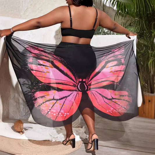3D Butterfly Print Mesh Beach Dress, Sexy & Comfy_CWBLS0497