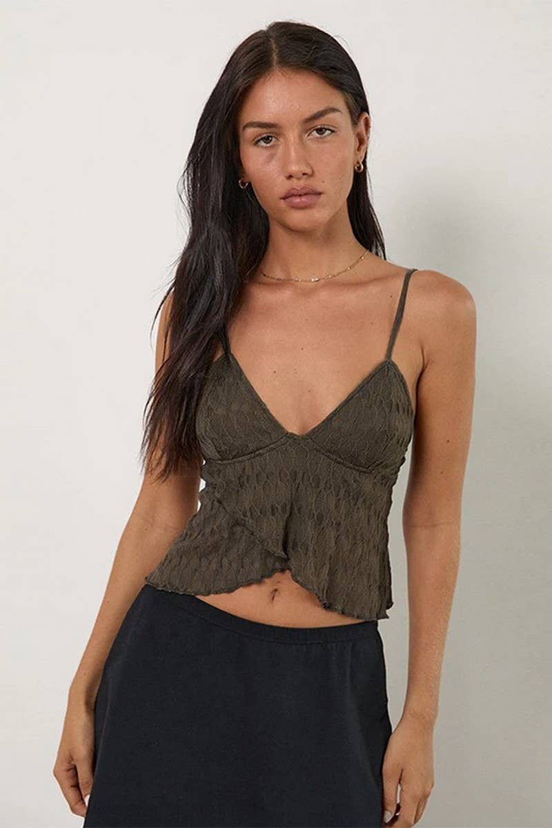 CWTTK0868_LACE TRIM ASYMMETRICAL V-NECK CAMI TOP