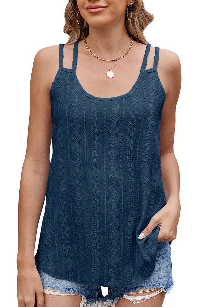 CWOV0683_SOLID COLOR ROUND NECK SLEEVELESS CAMISOLE