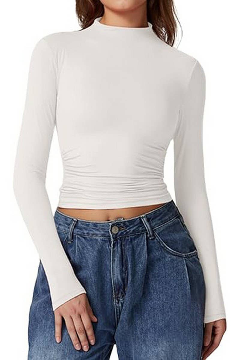 CWTBLL01149_SOLID CREWNECK MILK SILK BASE LAYER TOP