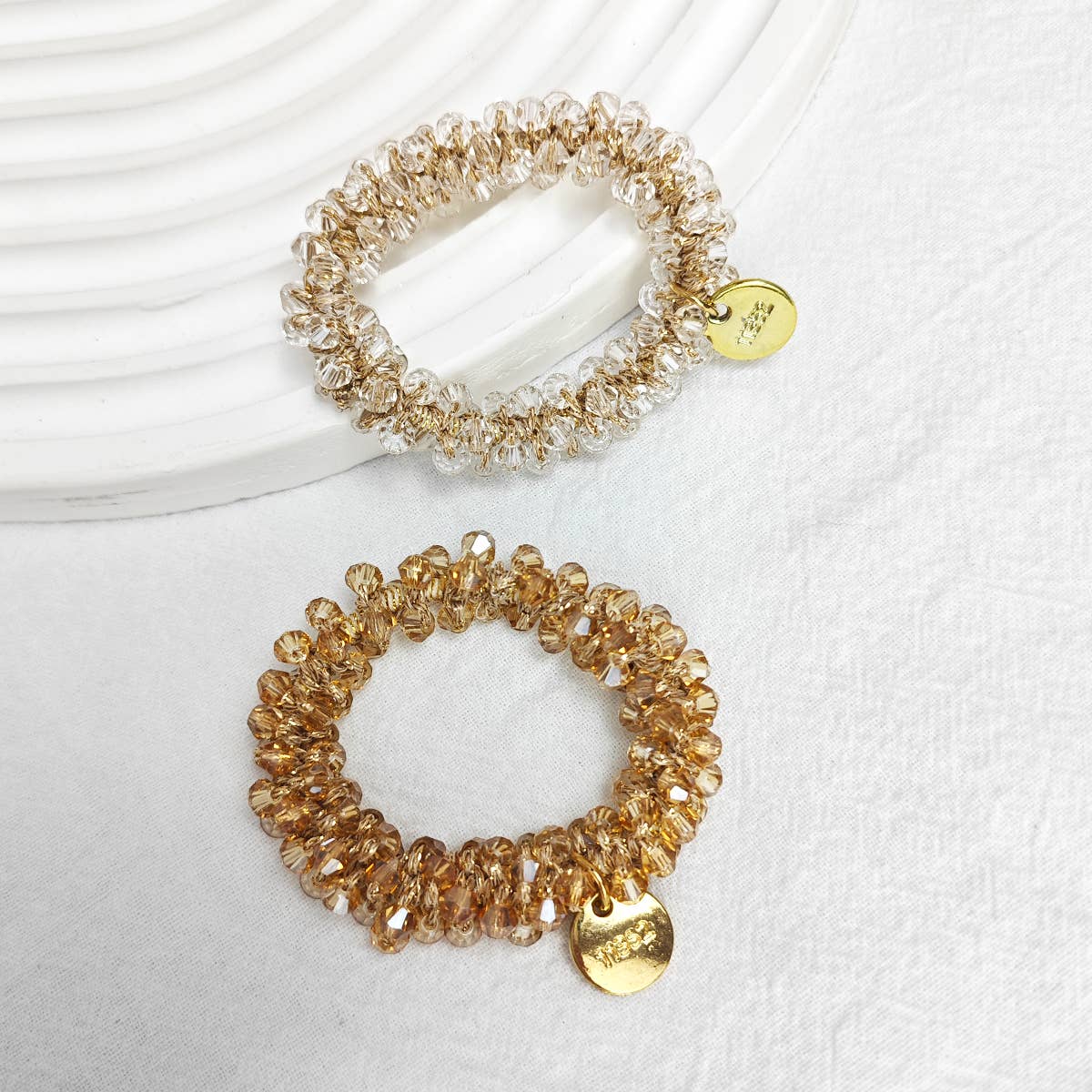 Beaded Crystal Hair Tie Bracelet for Women_CWAHA0131