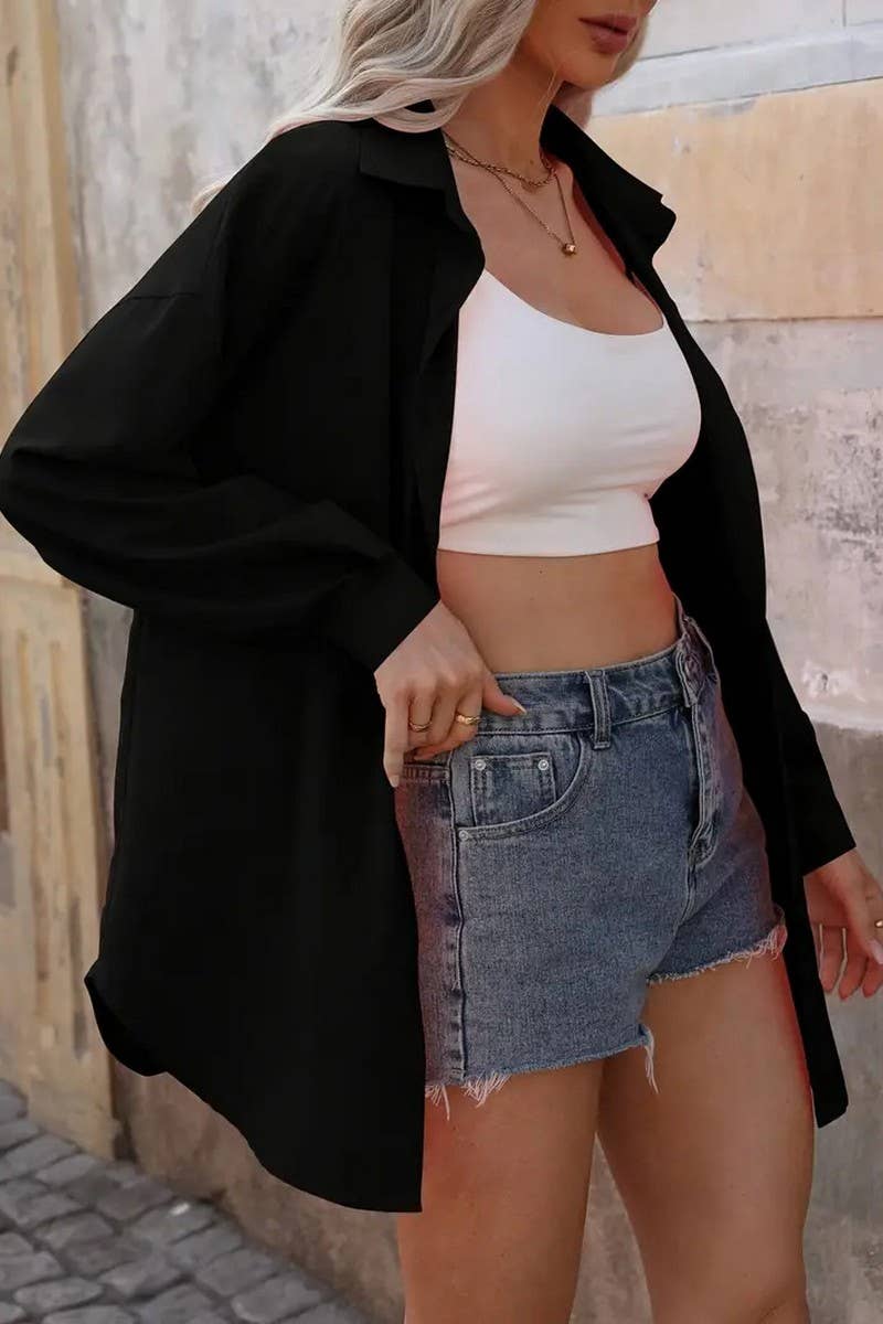 CWTBLL3877_FOUR SEASONS FASHION LOOSE LONG SLEEVE CARDIGAN