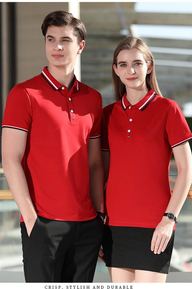 CWTBLS02445_LAPEL POLO SHIRT SHORT SLEEVE CASUAL TOP
