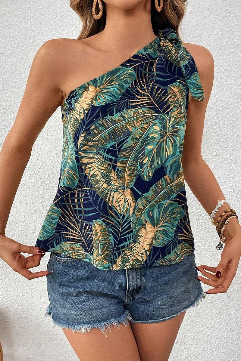 CWTBLSL0822_FLORAL ONE-SHOULDER CAMI TOP FOR BEACH VACATION
