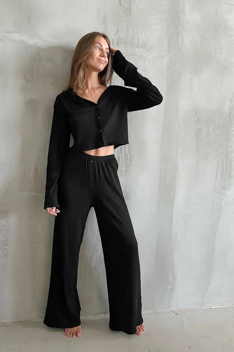 CWSPJ0257_KNITTED LONG-SLEEVED TROUSERS PAJAMA SET