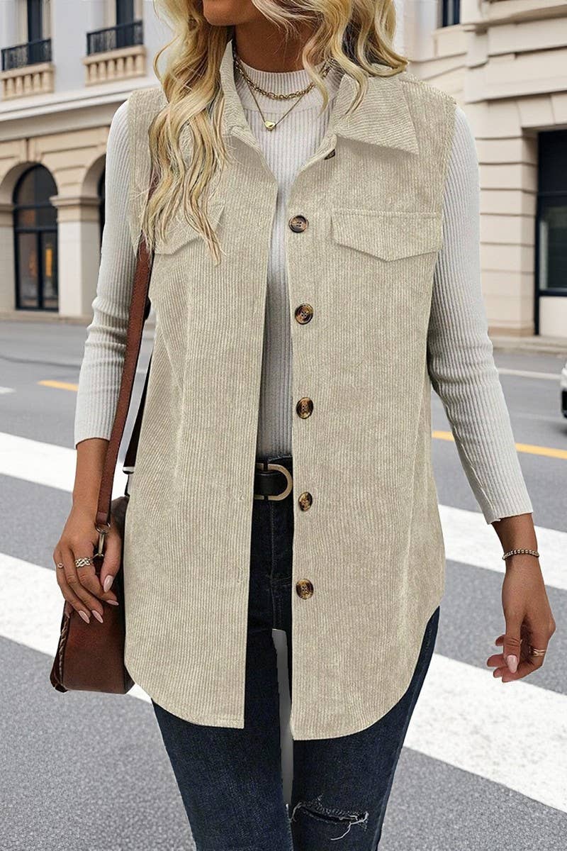CWOV00142_CORDUROY LAPEL MID-LENGTH CASUAL VEST