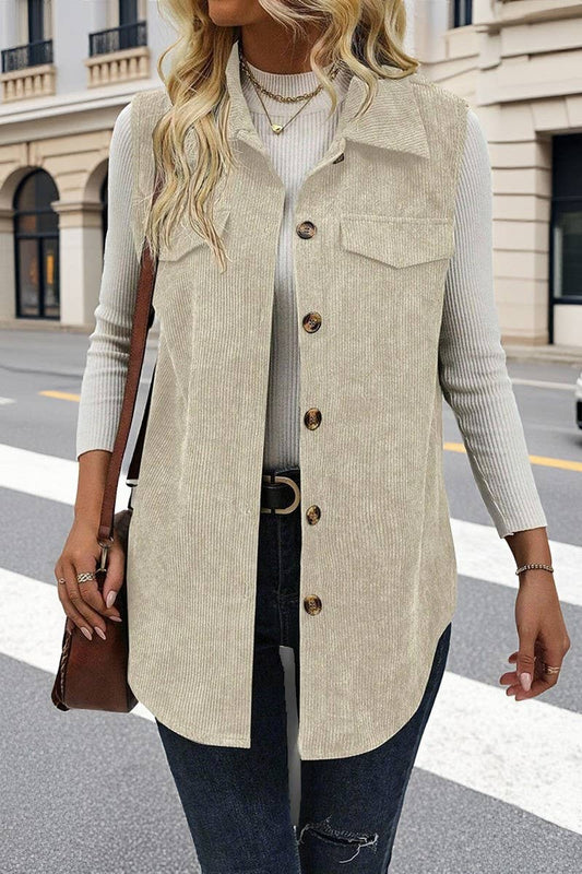 CWOV00142_CORDUROY LAPEL MID-LENGTH CASUAL VEST