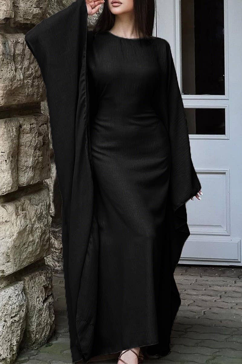 CWDMD01186_ELEGANT SOLID LONG SLEEVE EVENING DRESS