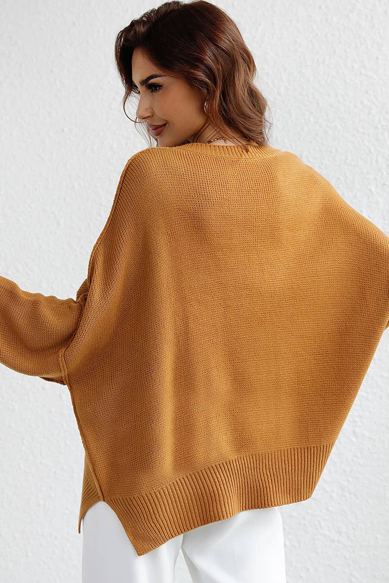 CWOSWL610 Oversized Long Sleeve Crew Neck Pullover Sweater