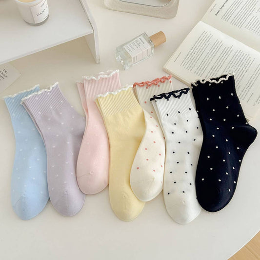 ALL-MATCH NEW POLKA DOT MID-CALF SOCKS_CWMS0953